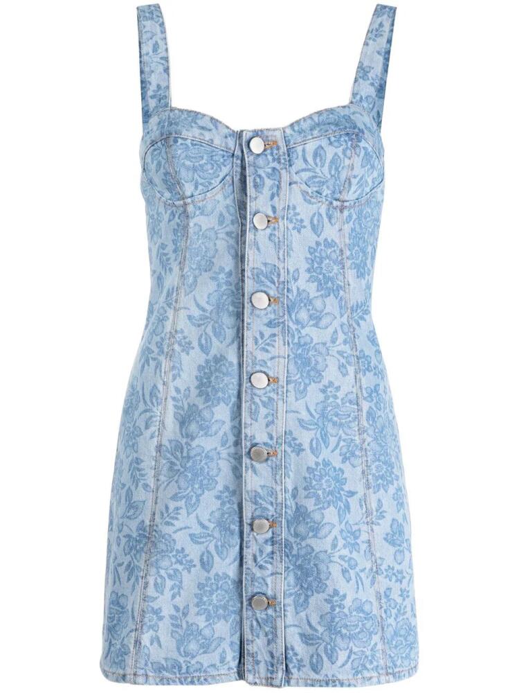 Alessandra Rich floral-print denim mini dress - Blue Cover