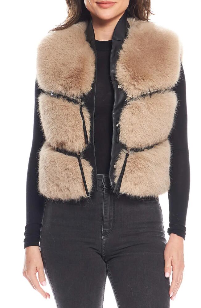 DONNA SALYERS FABULOUS FURS La Moda Faux Fur & Faux Leather Vest in Stone Cover