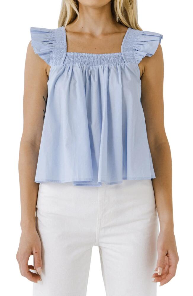 English Factory Ruffle Detail Cotton Tank in Powder Blue Cover