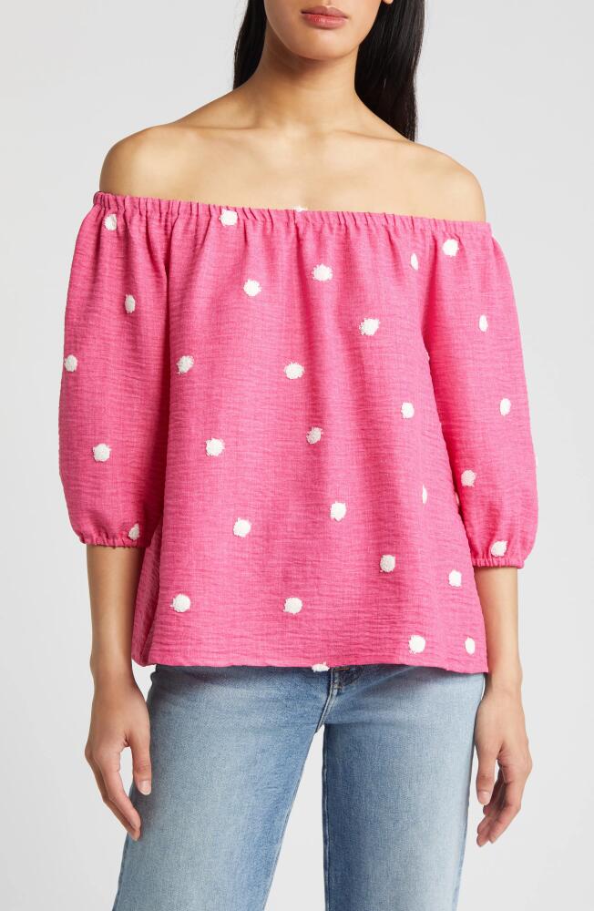 Loveappella Off the Shoulder Top in Fuchsia Cover