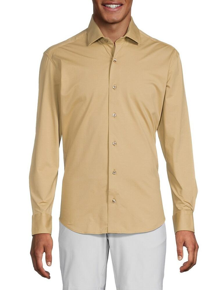 Bertigo Men's Solid Shirt - Tan Cover