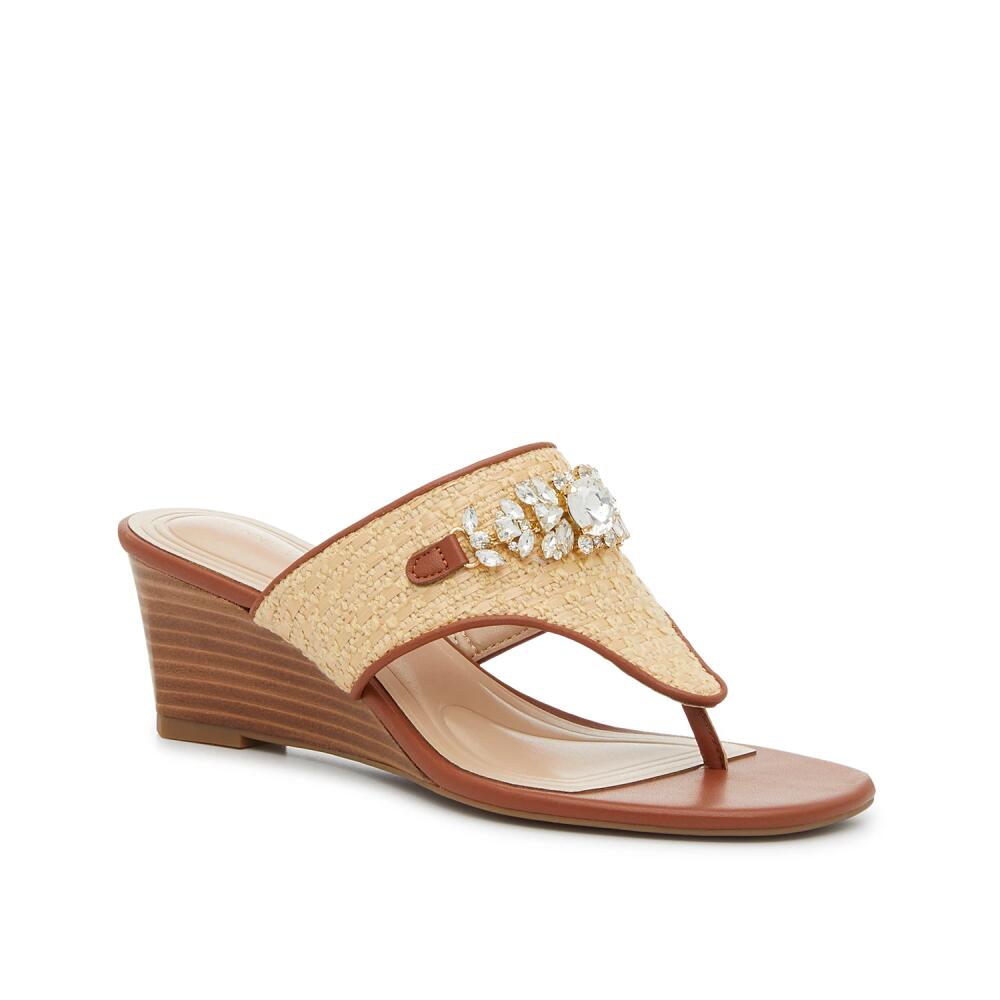 Adrienne Vittadini Alee Wedge Sandal | Women's | Natural Beige Cover