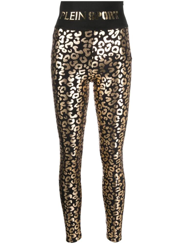 Plein Sport leopard-print cotton leggings - Black Cover