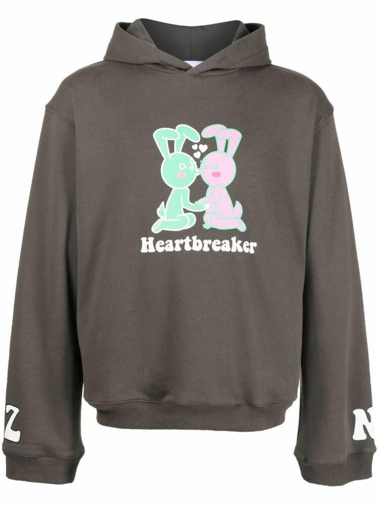 Natasha Zinko Heartbreaker graphic-print hoodie - Grey Cover