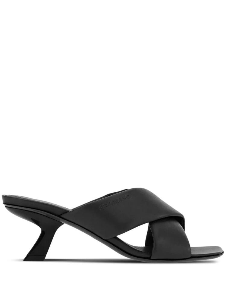 Ferragamo crossover-strap lambskin mules - Black Cover