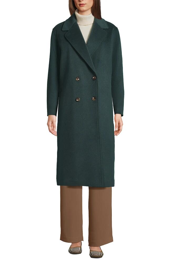 Lands' End Insulated Double Breasted Wool Coat in Dusty Evening Forest Heather Cover