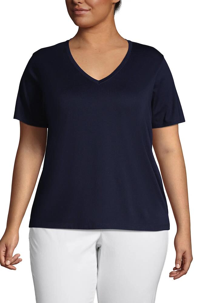 Lands' End Plus Size Relaxed Supima Cotton V-Neck T-Shirt in Radiant Navy Cover