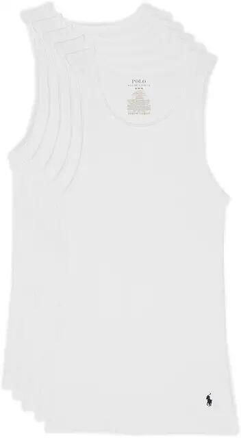 Polo Ralph Lauren 5 Pack Cotton Classic Tanks (5 White/Cruise Navy) Men's T Shirt Cover