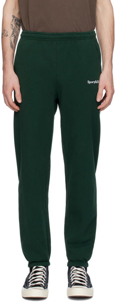 Sporty & Rich Green Embroidered Sweatpants Cover