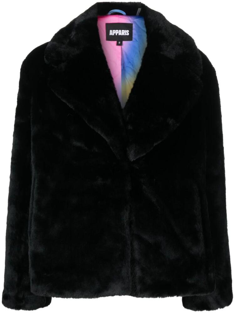 Apparis notched-lapel faux-fur jacket - Black Cover