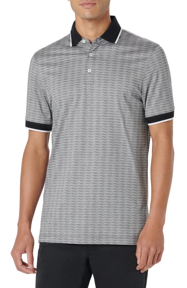 Bugatchi Geo Pattern Cotton & Lyocell Polo in Grey Cover