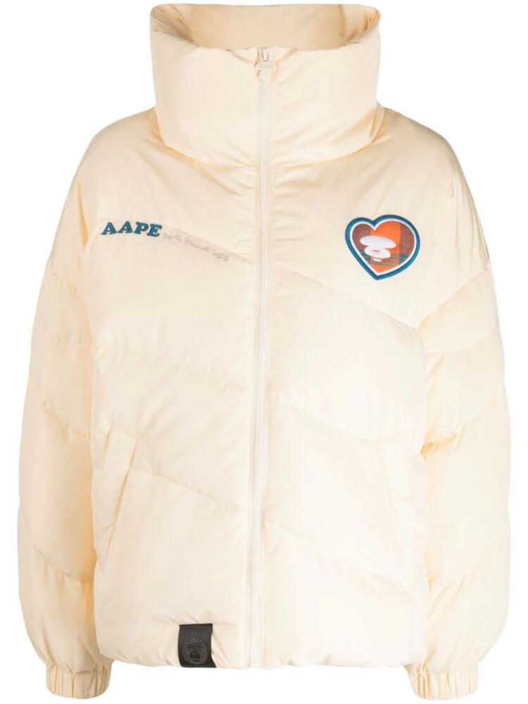 AAPE BY *A BATHING APE® logo-patch puffer jacket - Yellow Cover