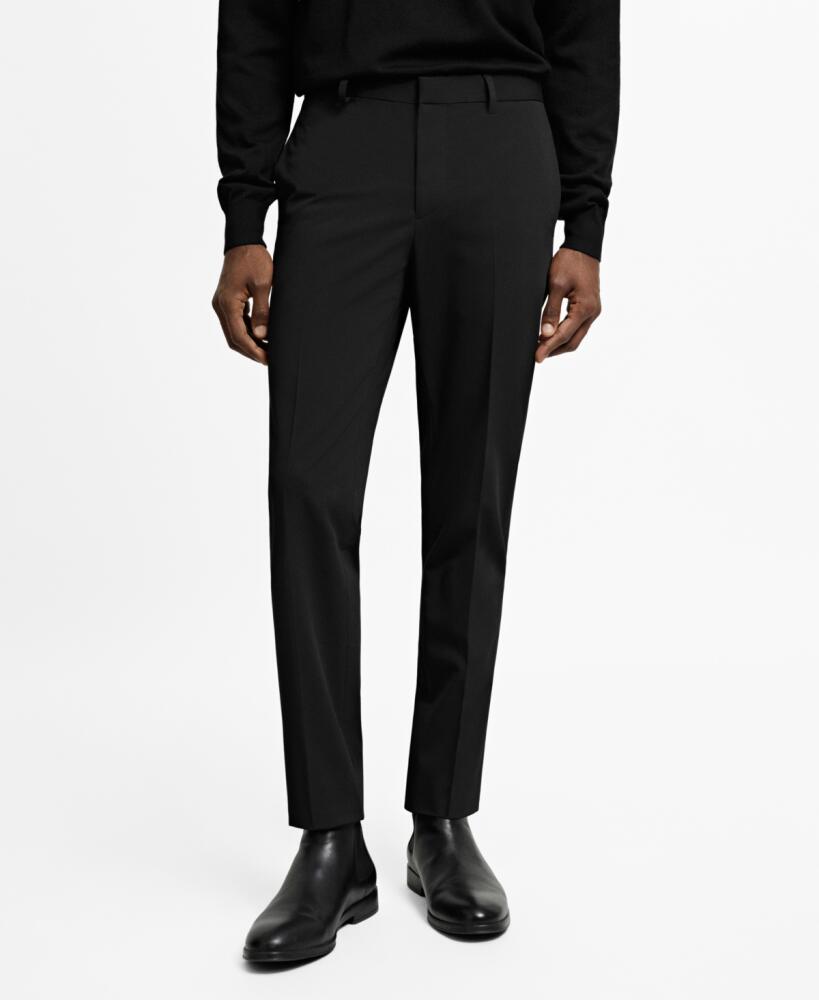 Mango Men's Stretch Fabric Super Slim-Fit Suit Pants - Black Cover