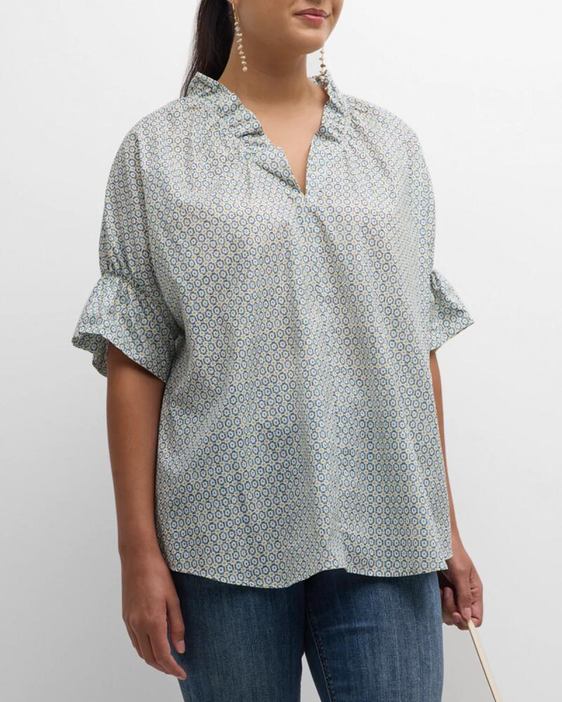 Finley Plus Size Crosby Geometric-Print Ruffle Top Cover