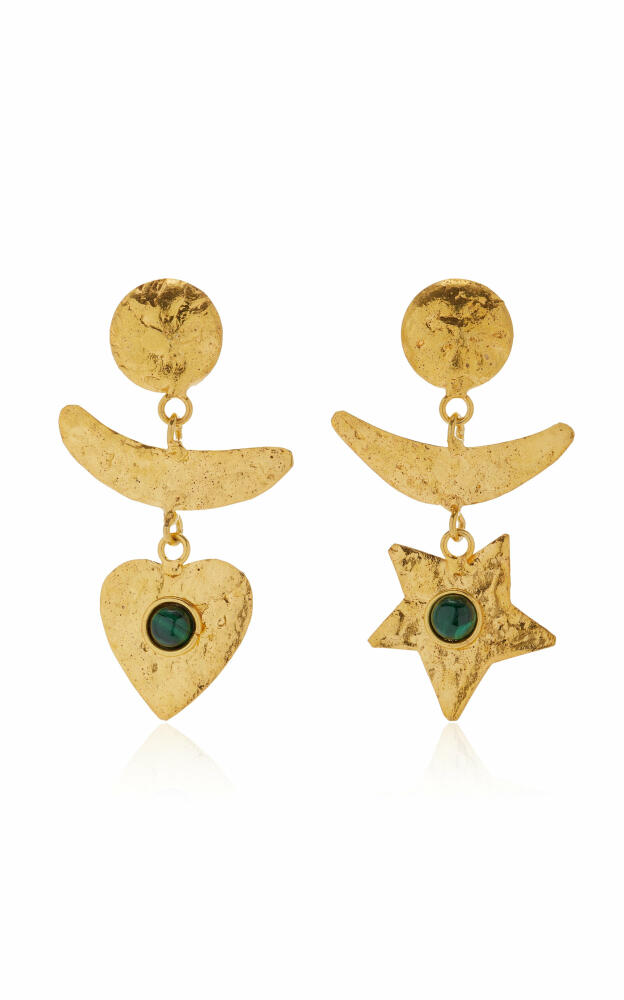 Sylvia Toledano - Sol Y Luna 22K Gold-Plated Malachite Earrings - Green - Gifts For Her Cover