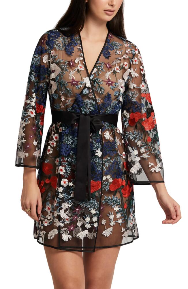 Rya Collection Georgia Floral Embroidered Tie Waist Cover-Up Robe in Celestial Mix Cover