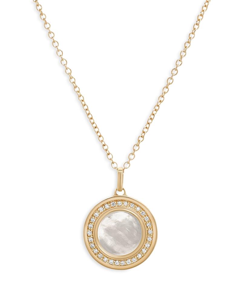 L. Klein 18K Yellow Gold Toscano Mother of Pearl & Diamond Halo Pendant Necklace, 16-18 Cover