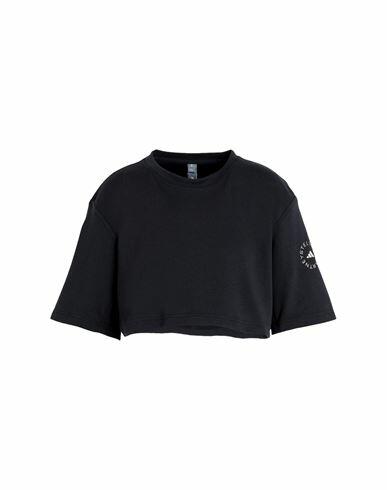 Adidas By Stella Mccartney Asmc Crop Tee Woman T-shirt Black Organic cotton, Recycled polyester Cover