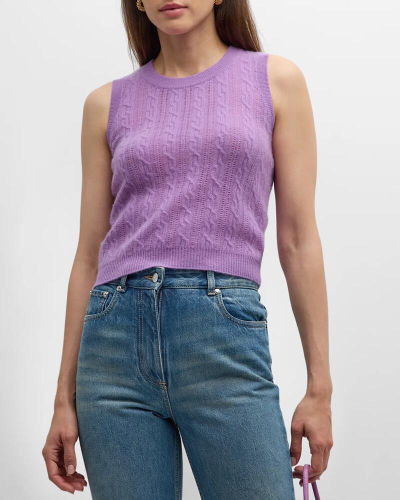 Naadam Cashmere Pointelle Cable-Knit Top Cover