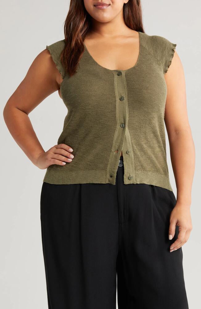 Treasure & Bond Cap Sleeve Cardigan in Olive Kalamata Cover