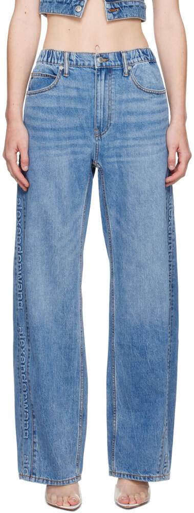 Alexander Wang Blue Logo-Embossed Balloon Jeans Cover