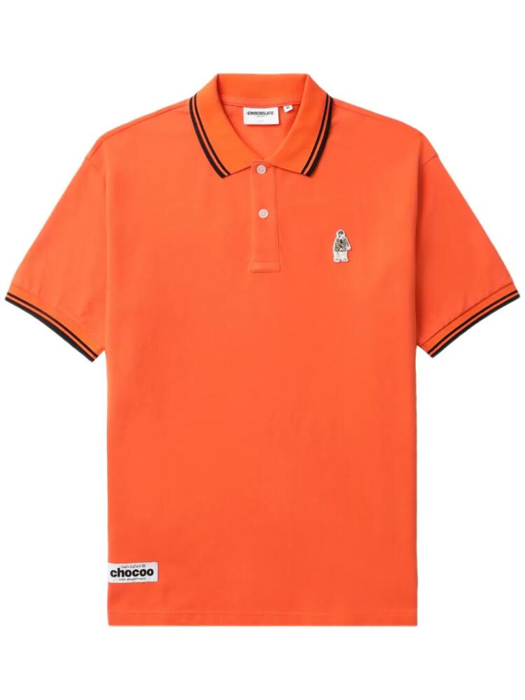 CHOCOOLATE logo-appliqué cotton polo shirt - Orange Cover