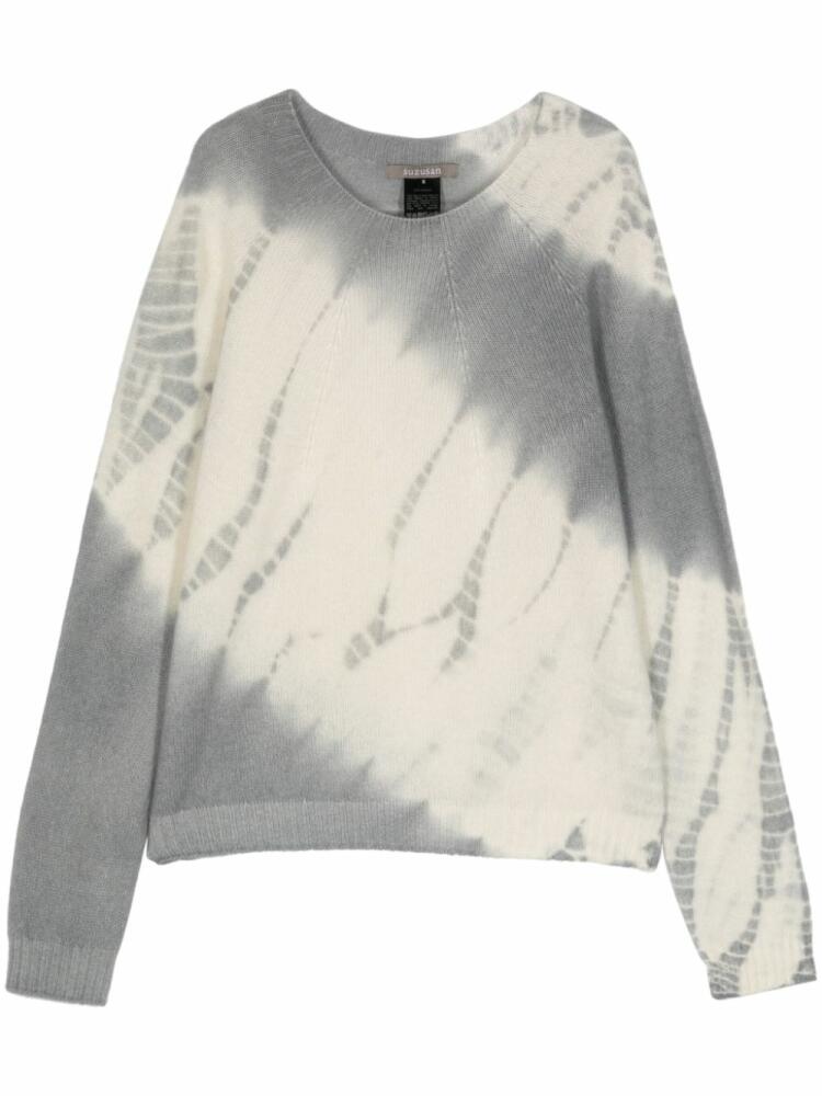 Suzusan Tesuji Yoroidan Shibori-pattern cashmere jumper - White Cover