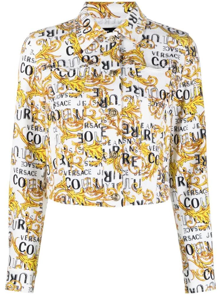 Versace Jeans Couture logo-print cropped jacket - White Cover