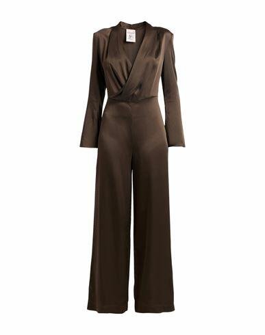 Semicouture Woman Jumpsuit Dark brown Acetate, Viscose Cover