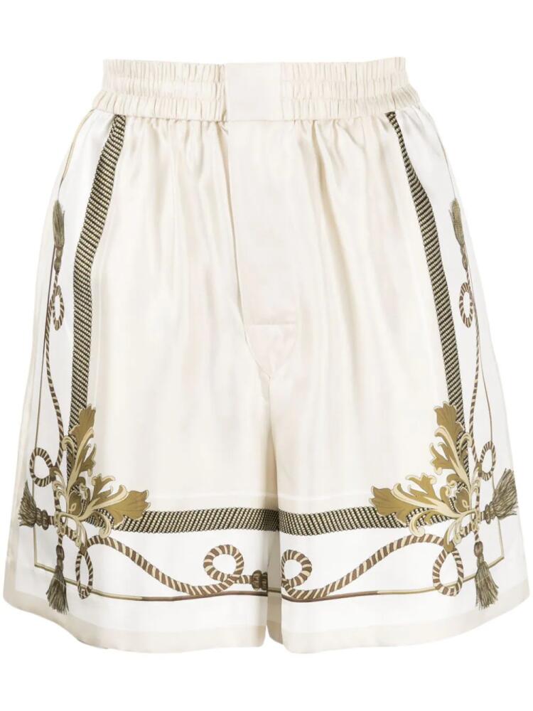 Alexander Wang Baroque-print silk shorts - Neutrals Cover