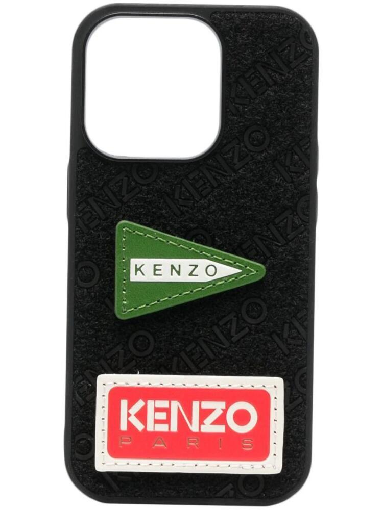 Kenzo touch-strap logo-patch iPhone 14 Pro case - Black Cover