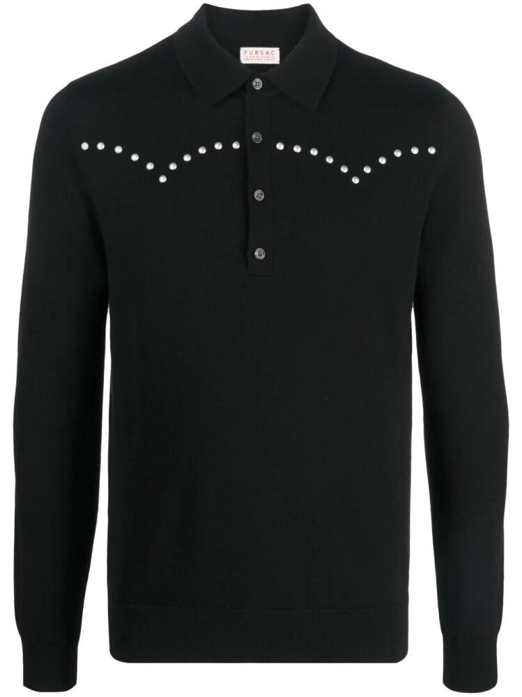 FURSAC fine-knit studded polo shirt - Black Cover