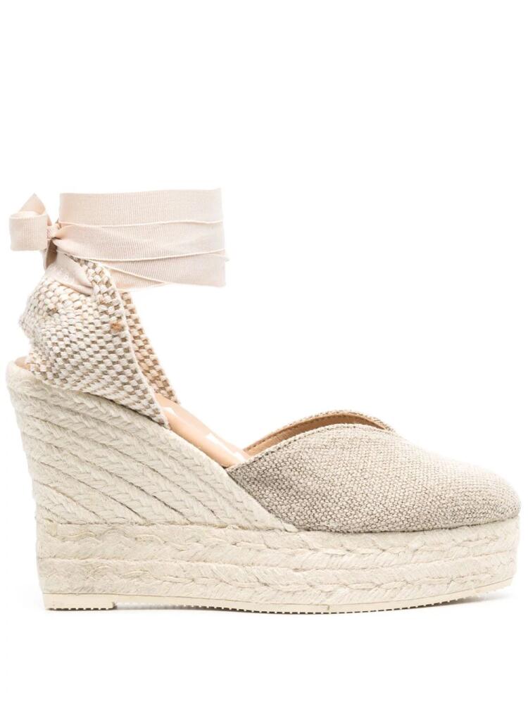 Manebi 110mm ankle-strap wedge espadrilles - Neutrals Cover