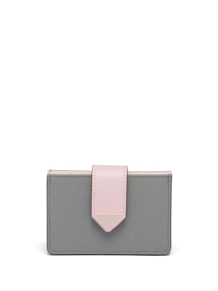 Prada logo-plaque leather cardholder - Grey Cover