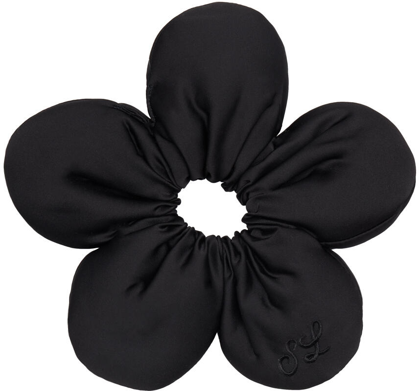 Sandy Liang SSENSE Exclusive Black Flower Power 2.0 Scrunchie Cover