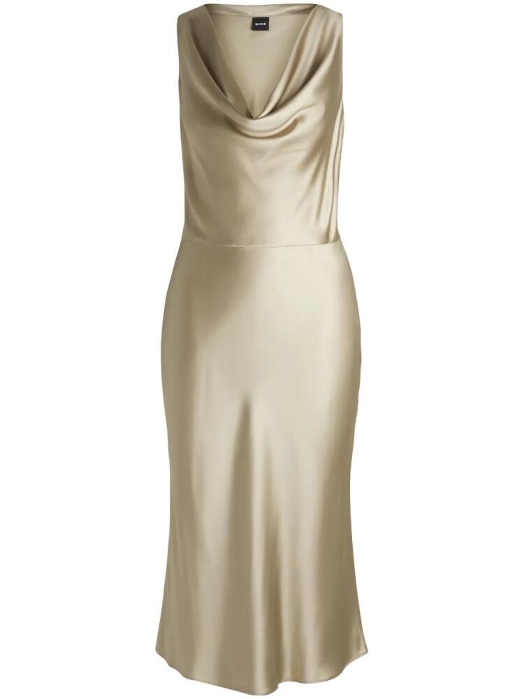 BOSS cowl-neck satin midi dress - Neutrals Cover