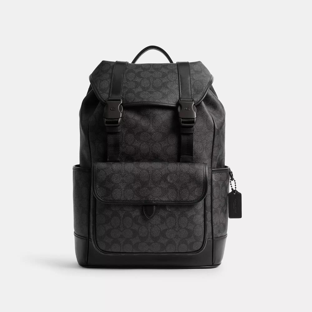 Coach League Flap Backpack In Signature Canvas Cover