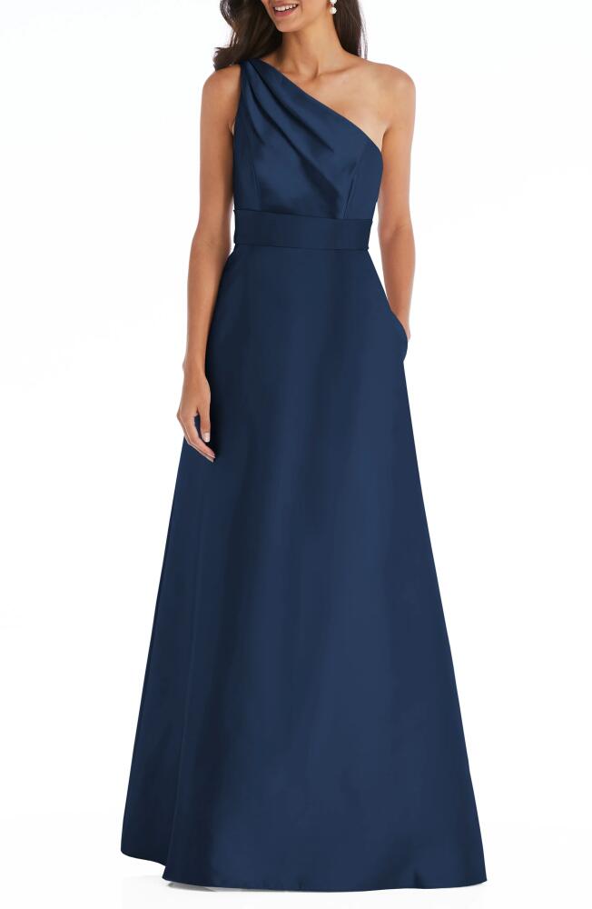 Alfred Sung One-Shoulder A-Line Gown in Midnight Cover