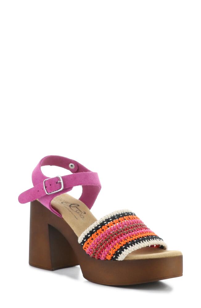 Bos. & Co. Reny Ankle Strap Platform Sandal in Orange Multi Textile Cover