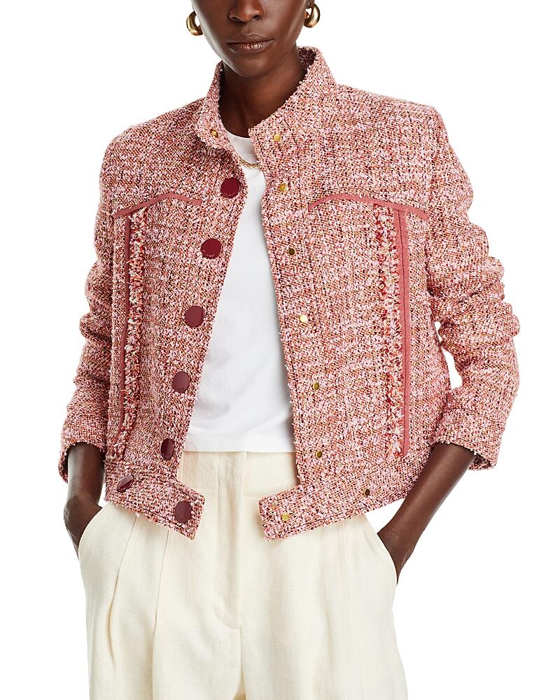 St. John Mock Neck Tweed Jacket Cover