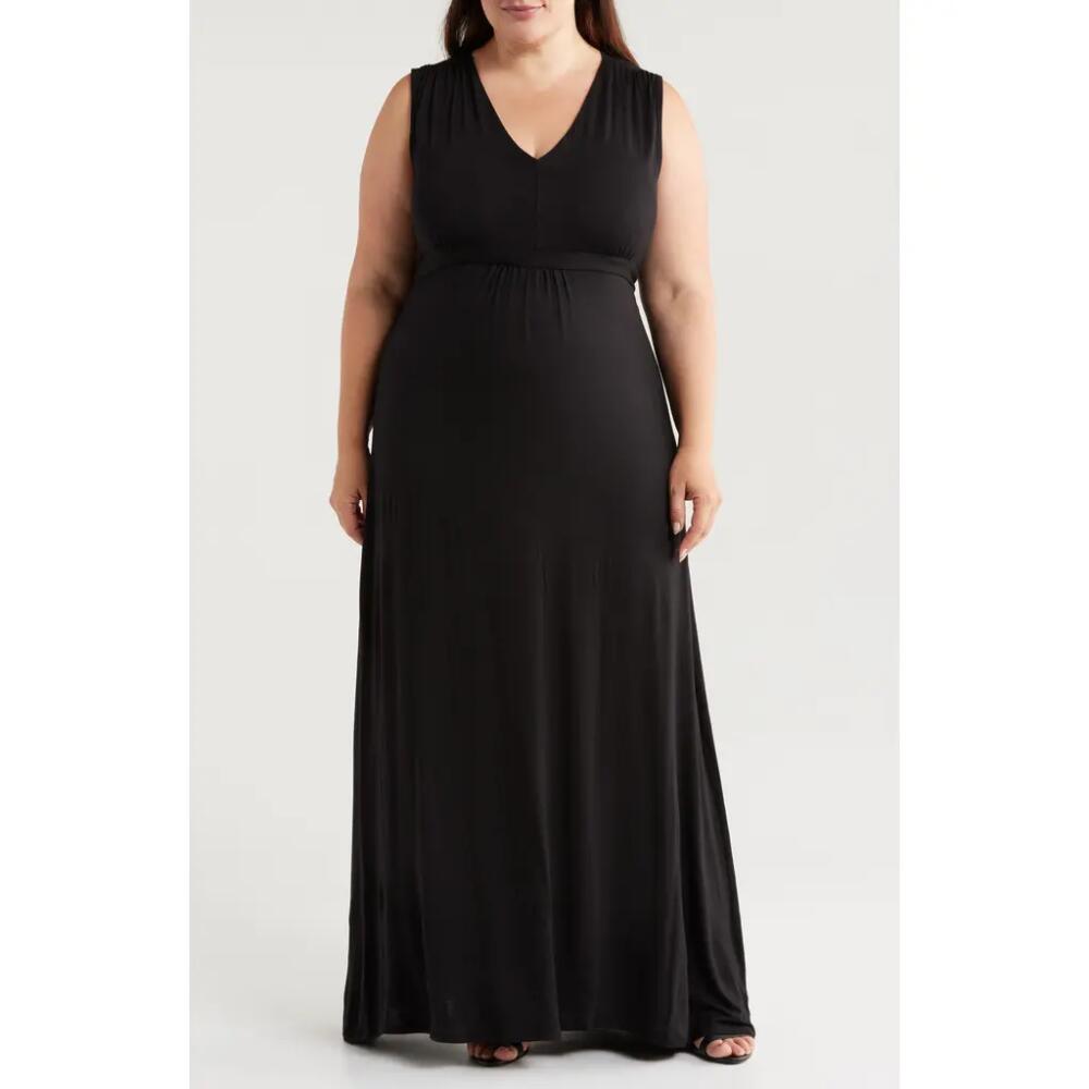 24seven Comfort Apparel Sleeveless Jersey Maxi Dress in Black Cover