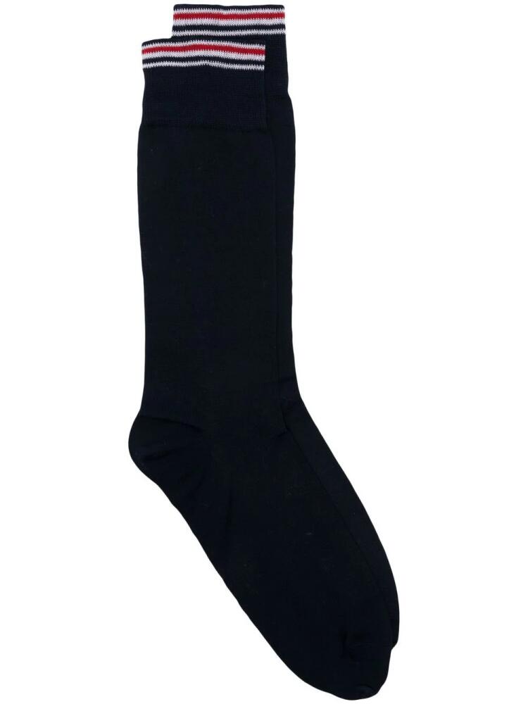 Thom Browne mid-calf stripe trim socks - Blue Cover