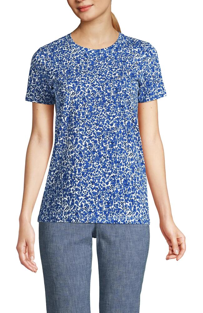 Lands' End Relaxed Supima Cotton Crew Neck T-Shirt in Ivory/vista Blue Flowers Cover