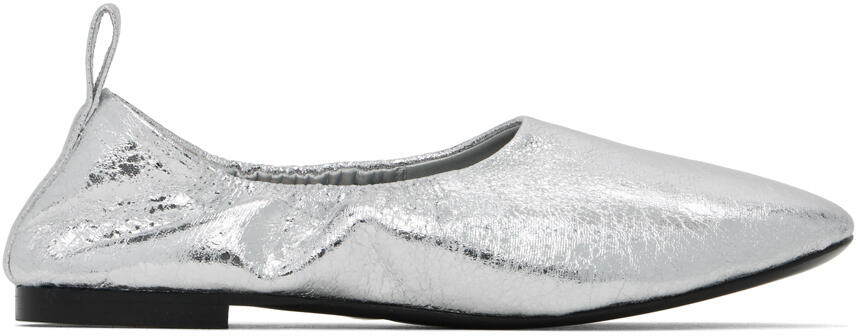 SIMONMILLER Silver Crinkle Metallic Riad Ballerina Flats Cover