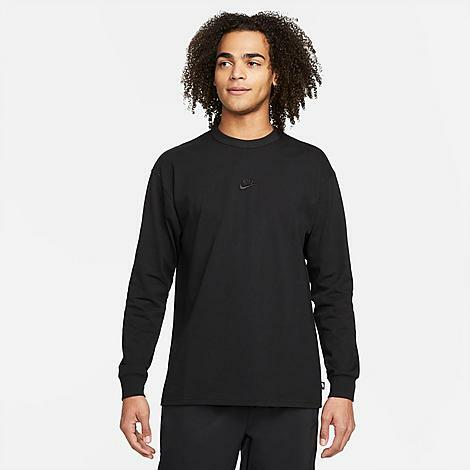 Nike Men's Sportswear Premium Essentials Long-Sleeve T-Shirt in Black/Black Cover