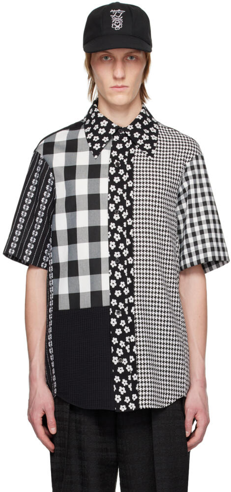 ADER error Black & White Paneled Shirt Cover