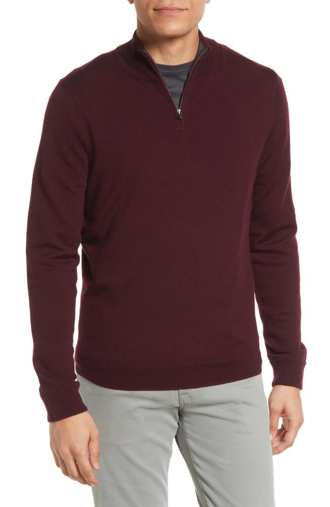 Nordstrom Washable Merino Quarter Zip Sweater in Burgundy Royale Cover