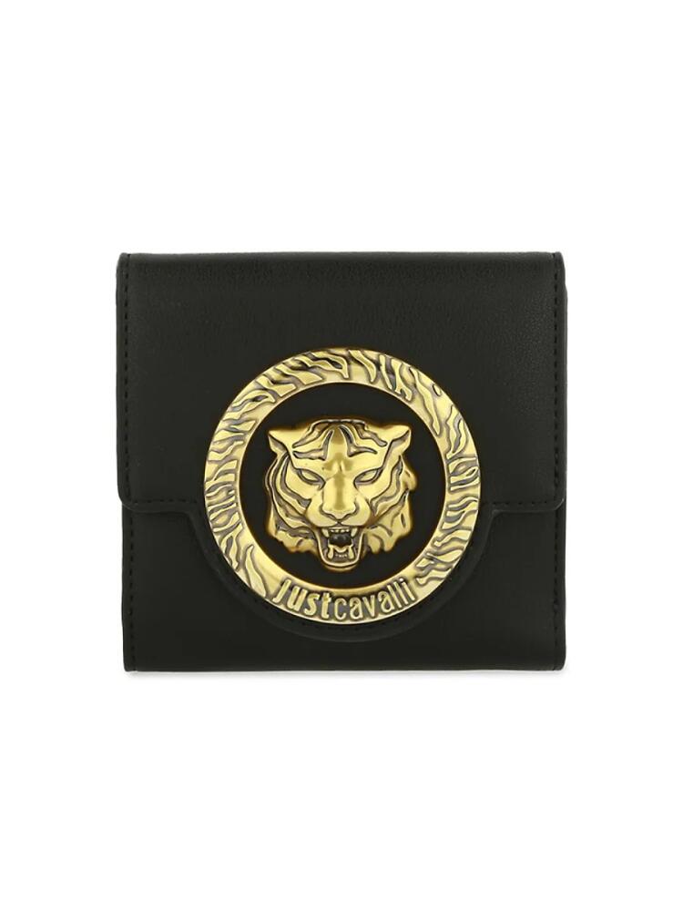 Just Cavalli Women's Logo Plaque Compact Wallet - Black Cover