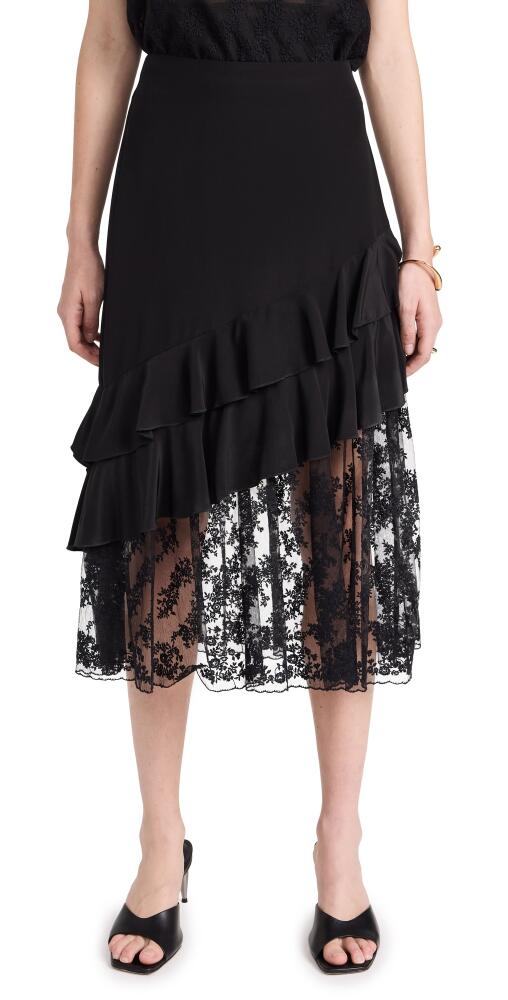 Jason Wu Embroidered Lace Tulle Combo Mermaid Skirt Black Cover