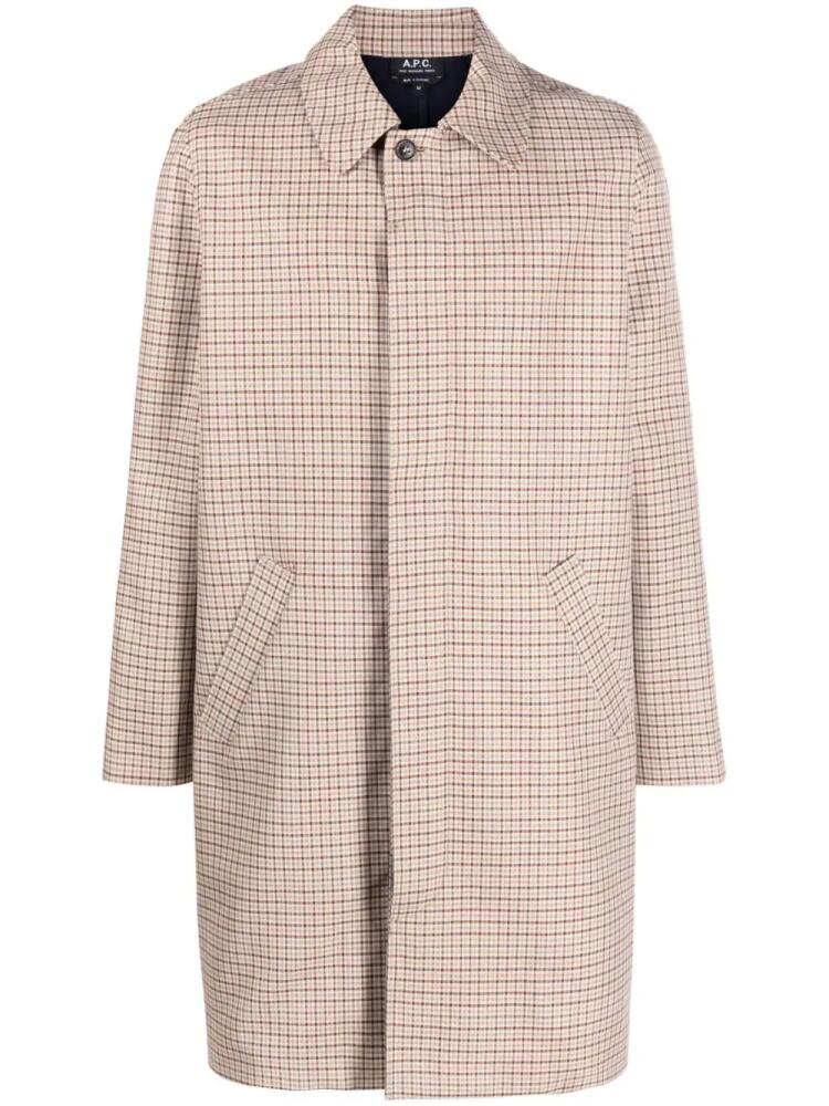 A.P.C. check-pattern cotton coat - Neutrals Cover